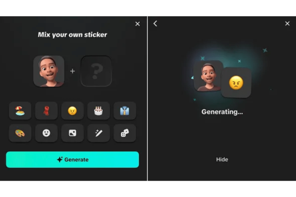A screenshot of the new TikTok AI sticker feature.
