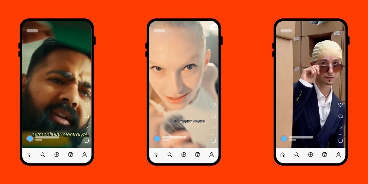 An image showing three phones, with screenshots of the best brands on social media.