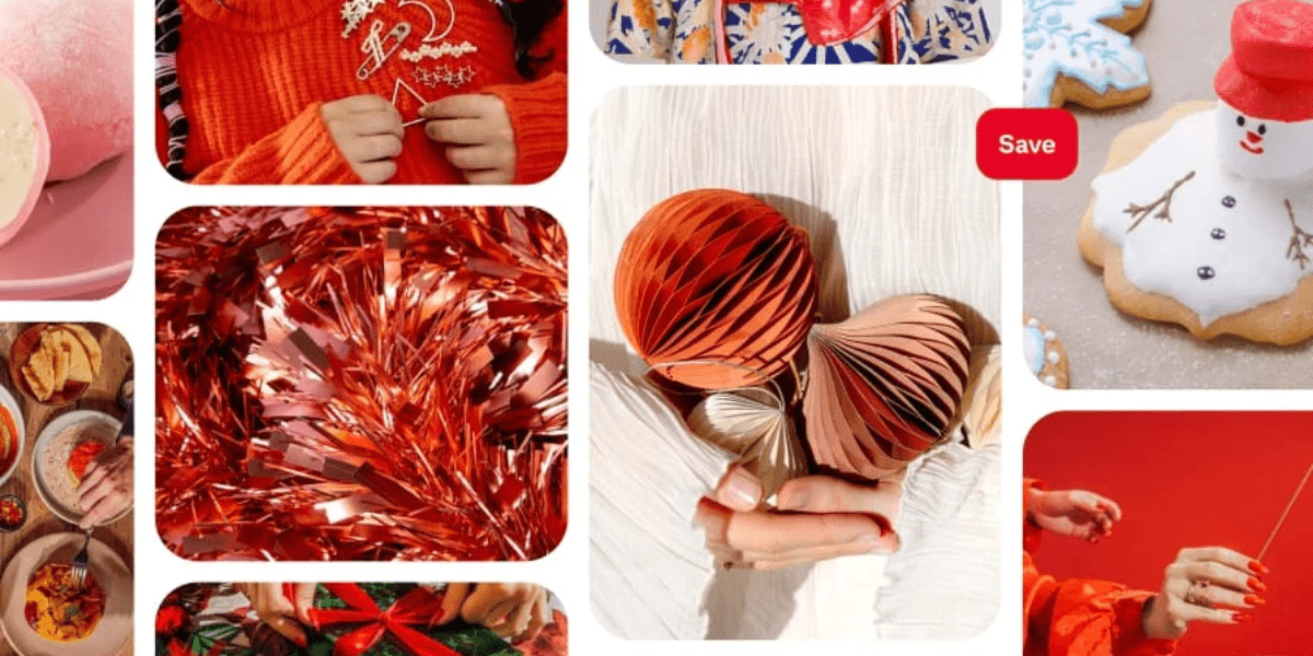 A screenshot of Pinterest pins with a festive theme.