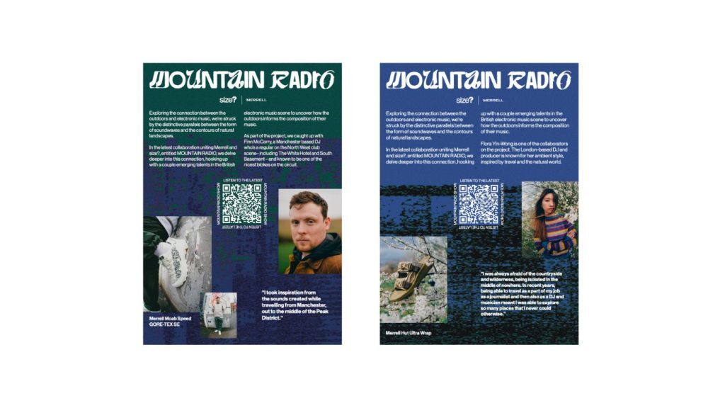 size? and merrell mountain radio posters