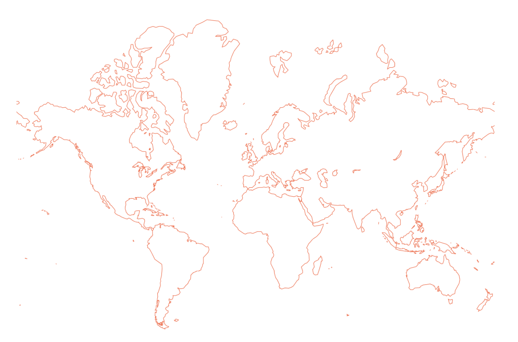 map of the world with orange border