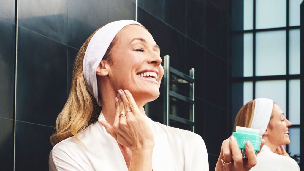 Cat Deeley applying Ella and Jo beauty products