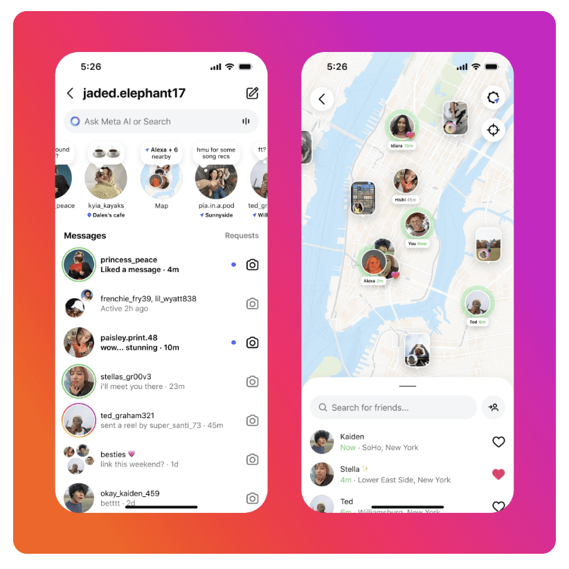 screenshot of instagram friends map
