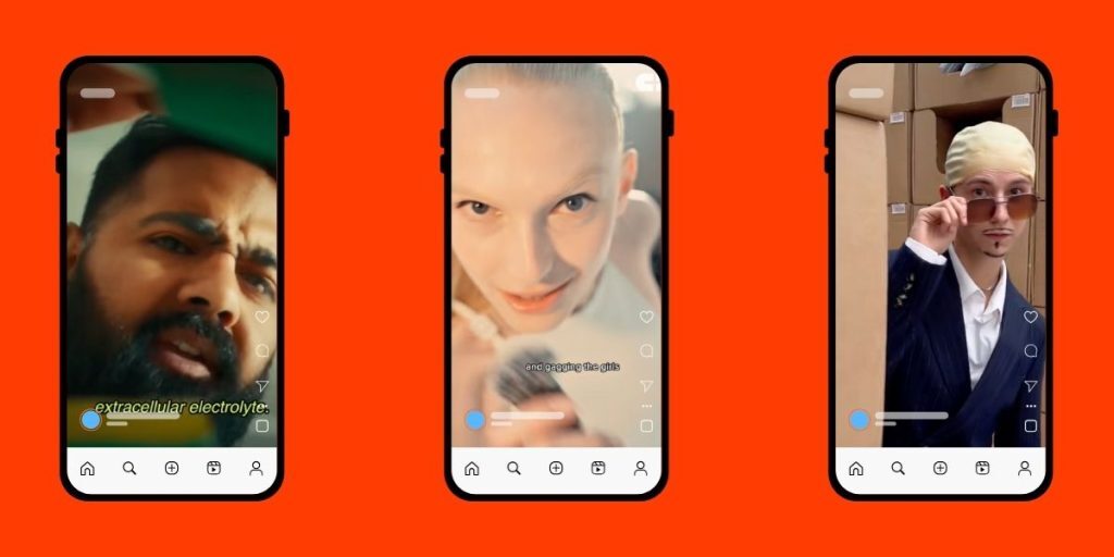 An image showing three phones, with screenshots of the best brands on social media.
