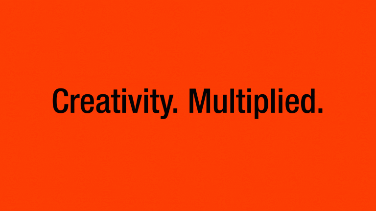gif with creativity. multiplied. text overlaid on coloured backgrounds