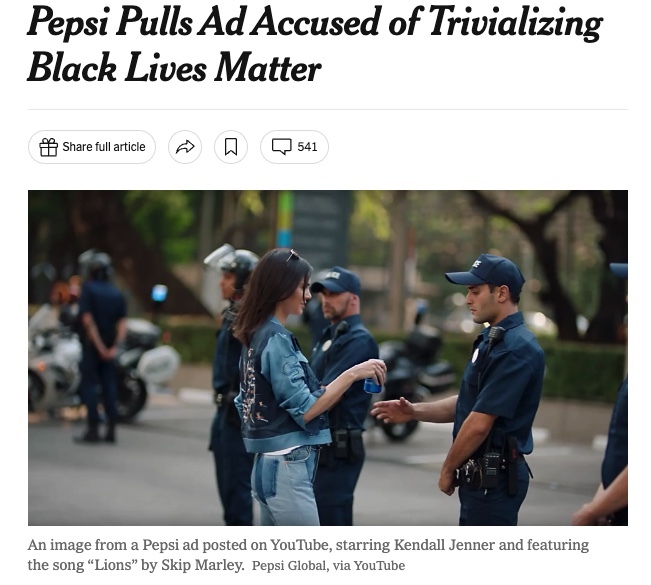 pepsi PR crisis NY Times Screenshot