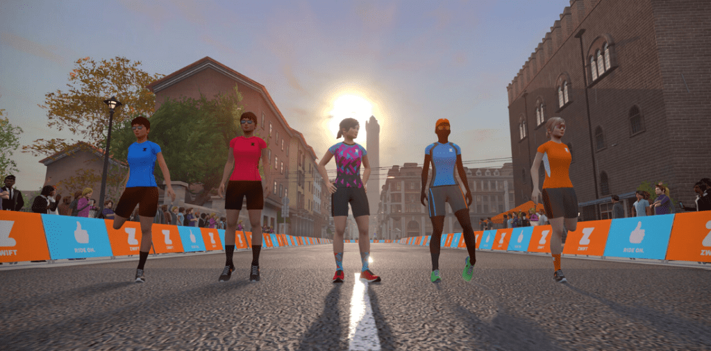 five virtual runners in the zwift metaverse
